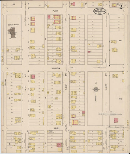 Sanborn Fire Insurance Map from Dennison, Tuscarawas County, Ohio (1921), Sheet #0002 - Complete Map Set gallery image, historic Sanborn map, vintage wall art, Ohio Ohio