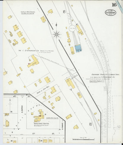 Sanborn Fire Insurance Map from Escanaba, Delta County, Michigan (1899), Sheet #0016 - Complete Map Set gallery image, historic Sanborn map, vintage wall art, Michigan Michigan