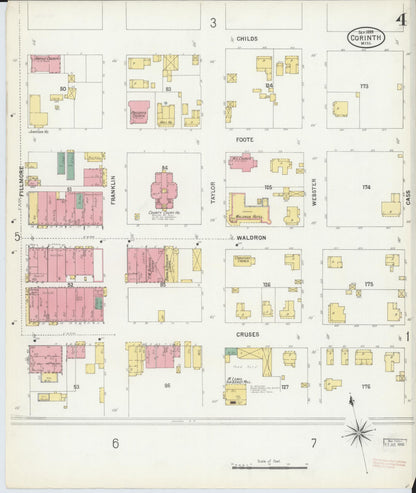 Sanborn Fire Insurance Map from Corinth, Alcorn County, Mississippi (1899), Sheet #0004 - Complete Map Set gallery image, historic Sanborn map, vintage wall art, Mississippi Mississippi