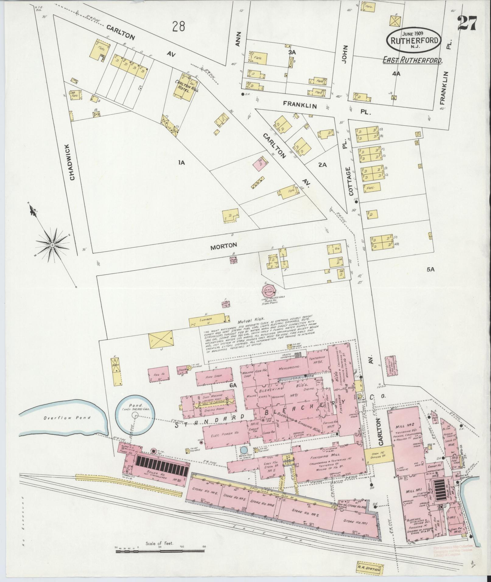 Sanborn Fire Insurance Map from Rutherford, Bergen County, New Jersey (1909), Sheet #0027 - Complete Map Set gallery image, historic Sanborn map, vintage wall art, New Jersey New Jersey