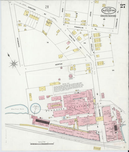 Sanborn Fire Insurance Map from Rutherford, Bergen County, New Jersey (1909), Sheet #0027 - Complete Map Set gallery image, historic Sanborn map, vintage wall art, New Jersey New Jersey
