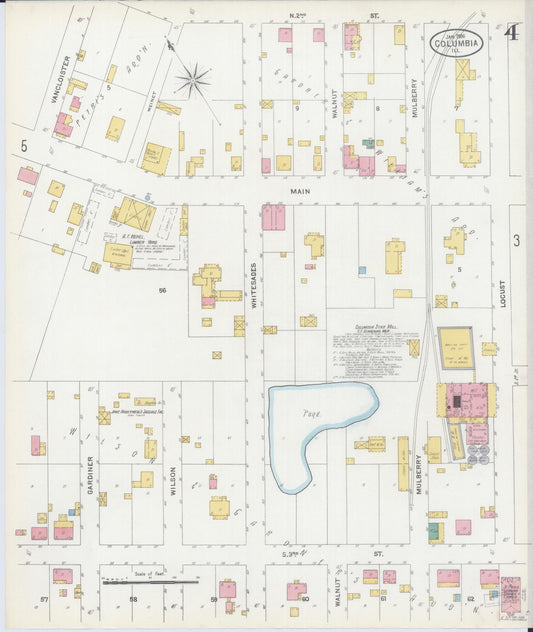 Sanborn Fire Insurance Map from Columbia, Monroe County, Illinois (1906), Sheet #0004 - Historic Sanborn Fire Insurance Map Print, vintage old map wall art, antique decor, genealogy gift, Illinois Illinois map