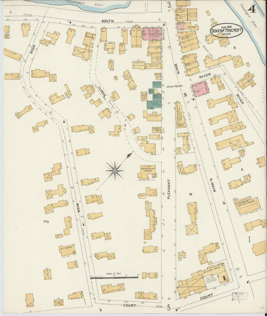 Sanborn Fire Insurance Map from Dover, Piscataguis County, Maine (1906), Sheet #0004 - Historic Sanborn Fire Insurance Map Print, vintage old map wall art, antique decor, genealogy gift, Maine Maine map