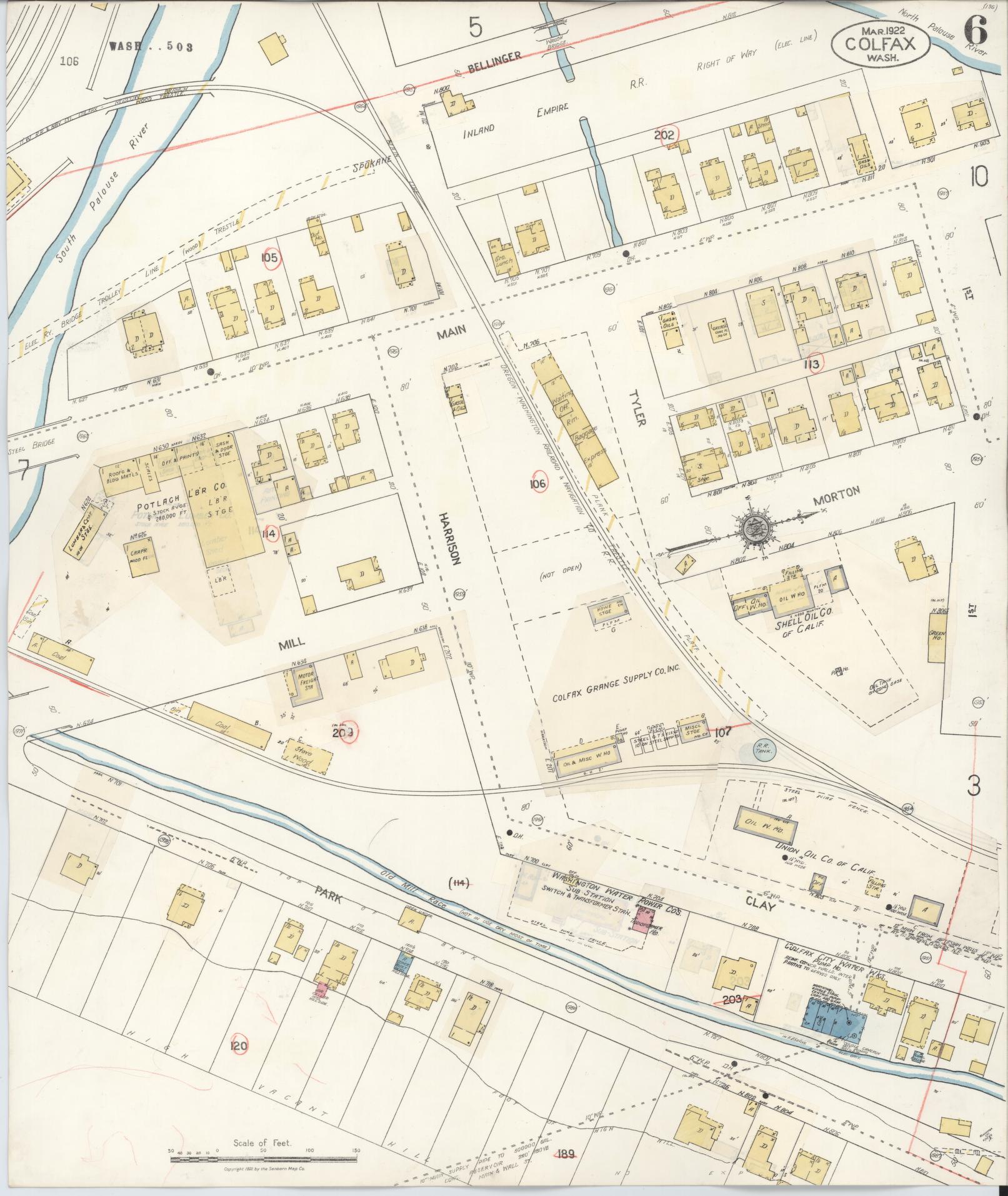 Sanborn Fire Insurance Map from Colfax, Whitman County, Washington (1939), Sheet #0006 - Complete Map Set gallery image, historic Sanborn map, vintage wall art, Washington Washington