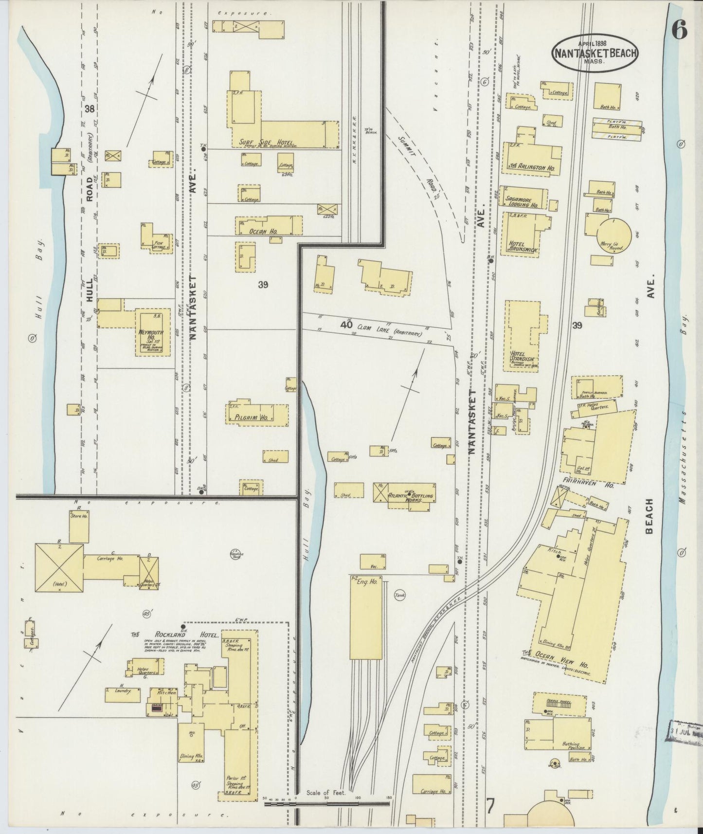 Sanborn Fire Insurance Map from Nantasket Beach, Plymouth County, Massachusetts (1898), Sheet #0006 - Historic Sanborn Fire Insurance Map Print, vintage old map wall art, antique decor, genealogy gift, Massachusetts Massachusetts map