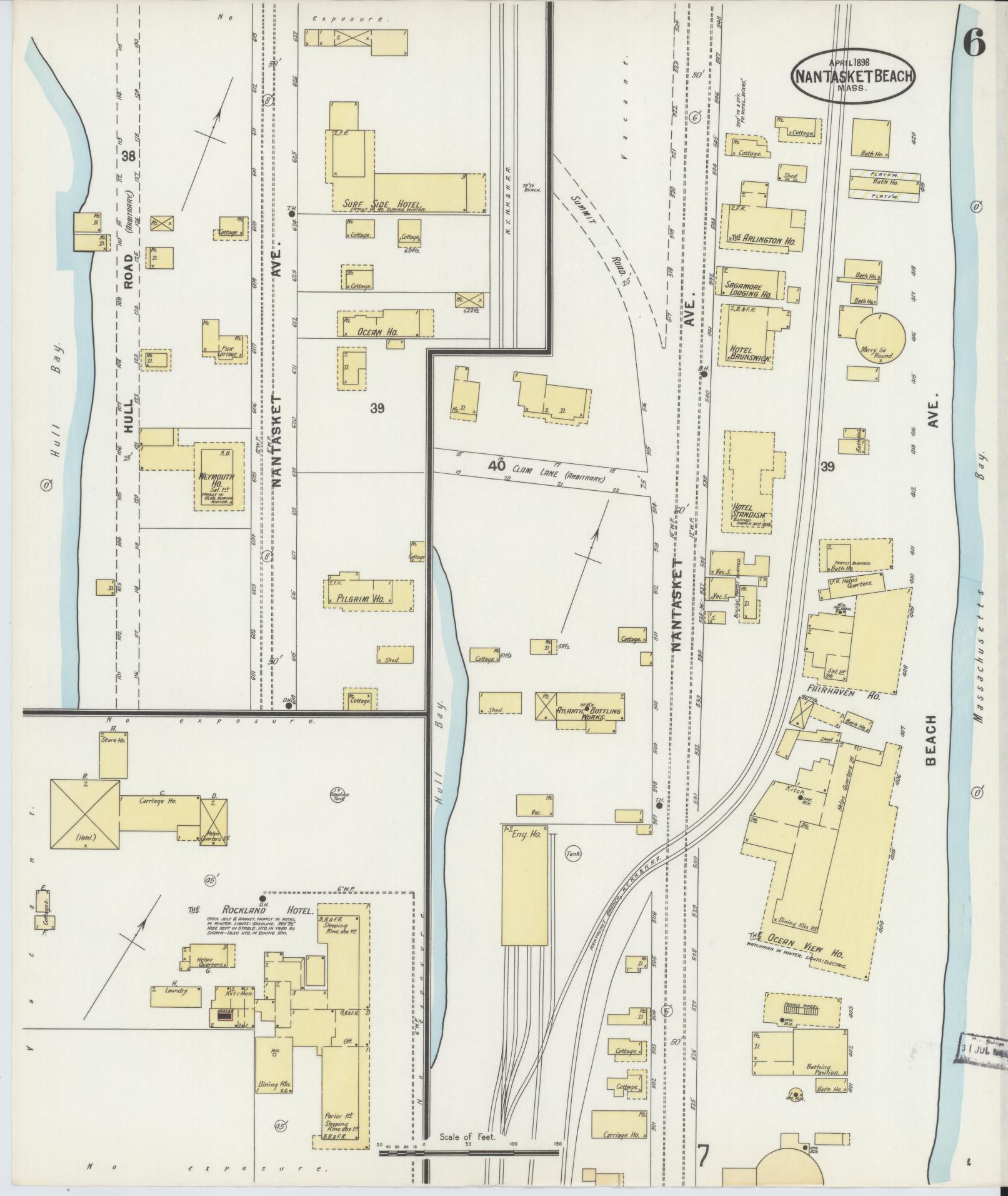 Sanborn Fire Insurance Map from Nantasket Beach, Plymouth County, Massachusetts (1898), Sheet #0006 - Historic Sanborn Fire Insurance Map Print, vintage old map wall art, antique decor, genealogy gift, Massachusetts Massachusetts map