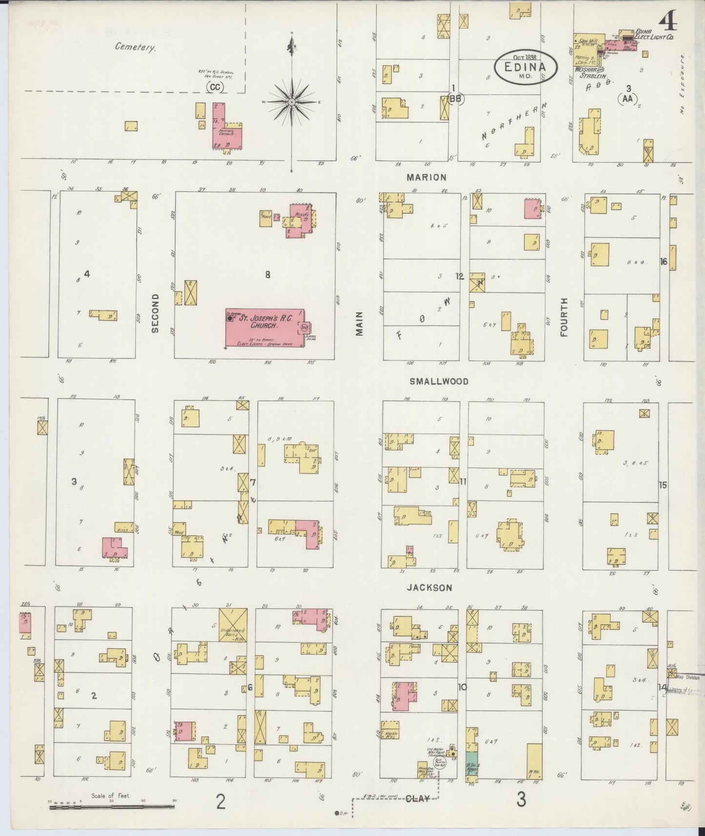 Sanborn Fire Insurance Map from Edina, Knox County, Missouri (1898), Sheet #0004 - Complete Map Set gallery image, historic Sanborn map, vintage wall art, Missouri Missouri