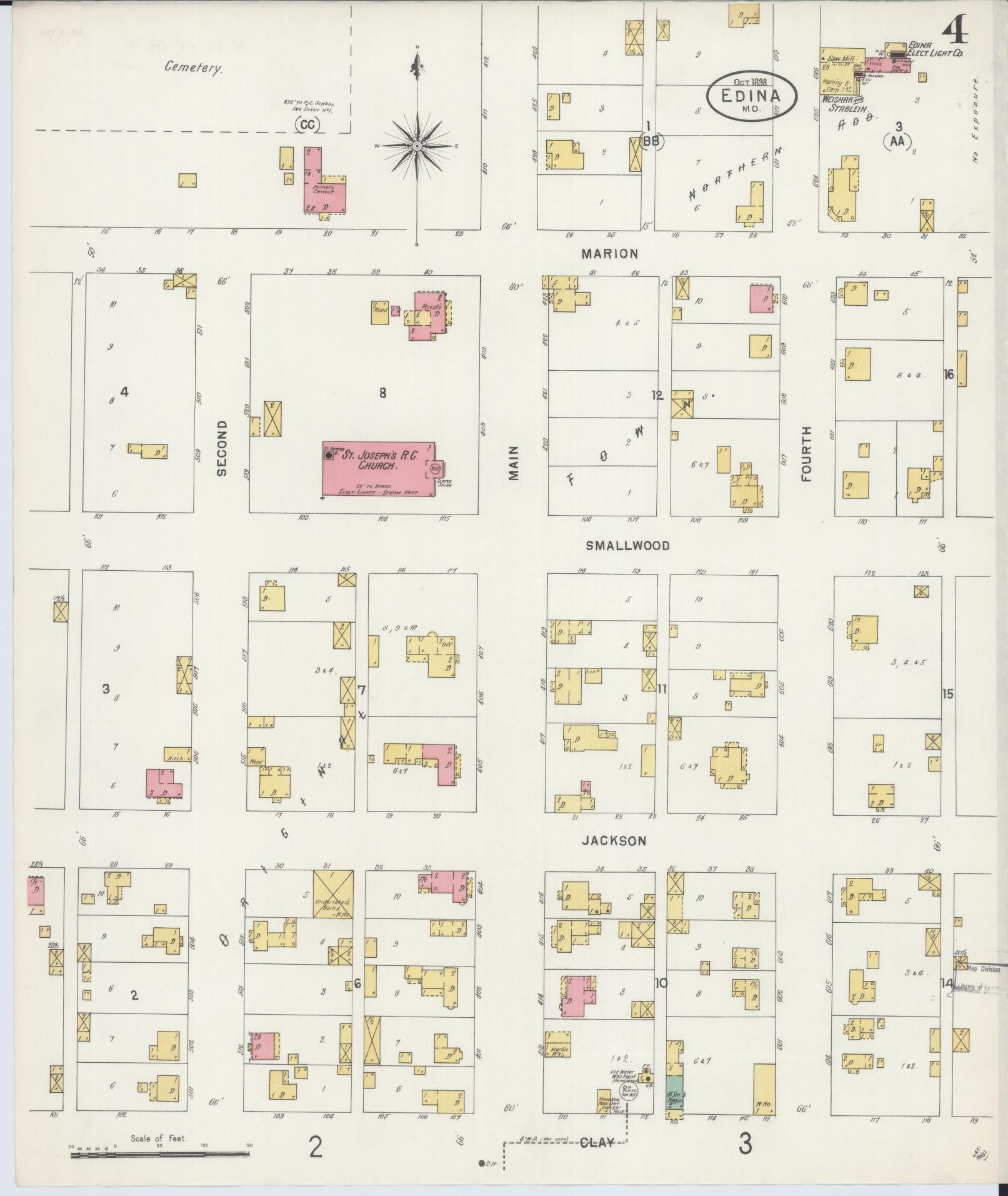 Sanborn Fire Insurance Map from Edina, Knox County, Missouri (1898), Sheet #0004 - Complete Map Set gallery image, historic Sanborn map, vintage wall art, Missouri Missouri