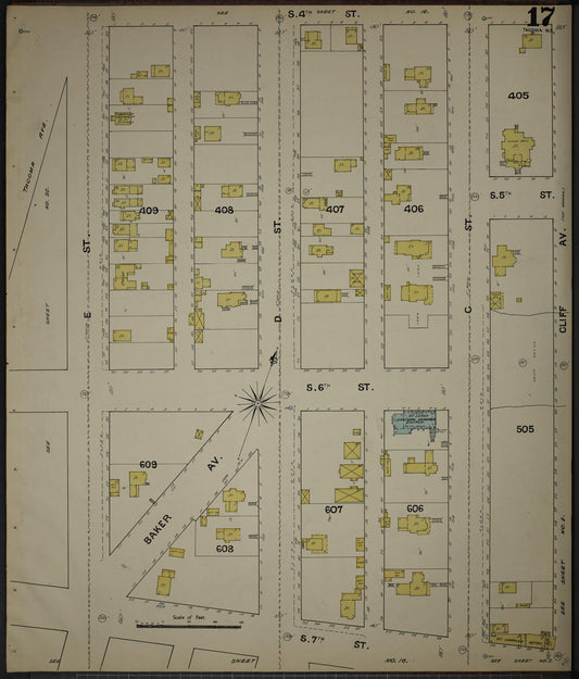Sanborn Fire Insurance Map from Tacoma, Pierce County, Washington (1888), Sheet #0017 - Historic Sanborn Fire Insurance Map Print, vintage old map wall art, antique decor, genealogy gift, Washington Washington map