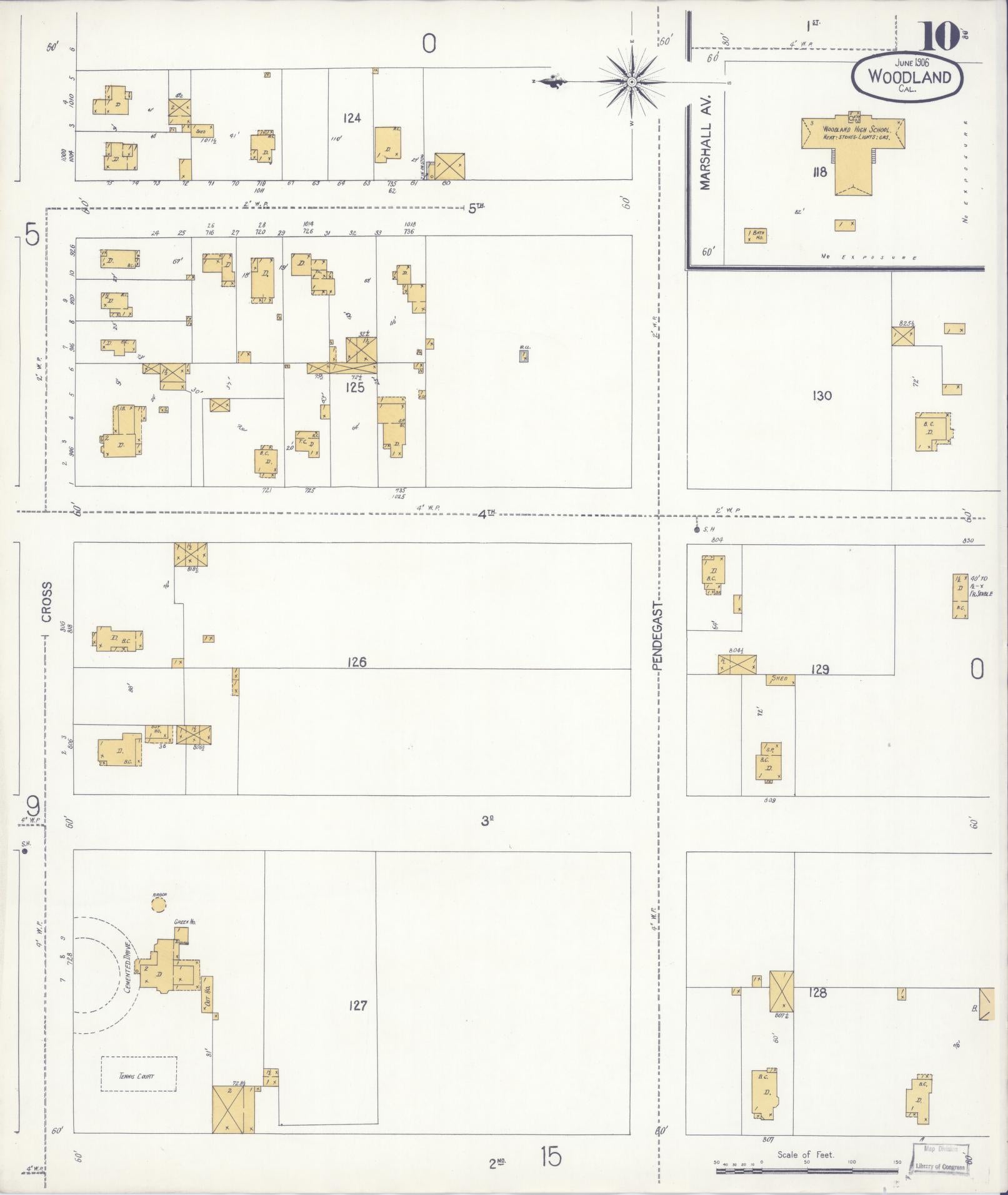 Sanborn Fire Insurance Map from Woodland, Yolo County, California (1906), Sheet #0010 - Complete Map Set gallery image, historic Sanborn map, vintage wall art, California California
