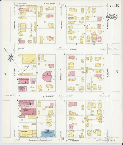 Sanborn Fire Insurance Map from Mankato, Blue Earth County, Minnesota (1908), Sheet #0008 - Complete Map Set gallery image, historic Sanborn map, vintage wall art, Minnesota Minnesota