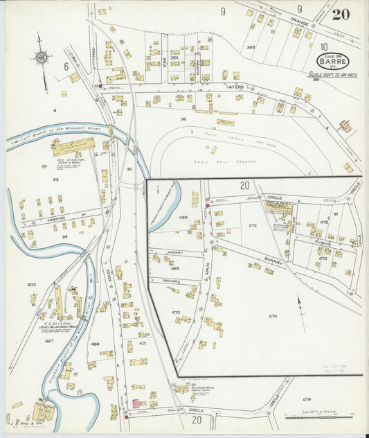 Sanborn Fire Insurance Map from Barre, Washington County, Vermont (1916), Sheet #0020 - Historic Sanborn Fire Insurance Map Print, vintage old map wall art, antique decor, genealogy gift, Vermont Vermont map