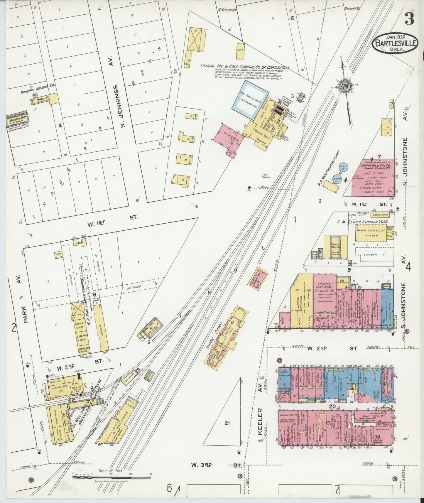 Sanborn Fire Insurance Map from Bartlesville, Washington County, Oklahoma (1920), Sheet #0003 - Complete Map Set gallery image, historic Sanborn map, vintage wall art, Oklahoma Oklahoma