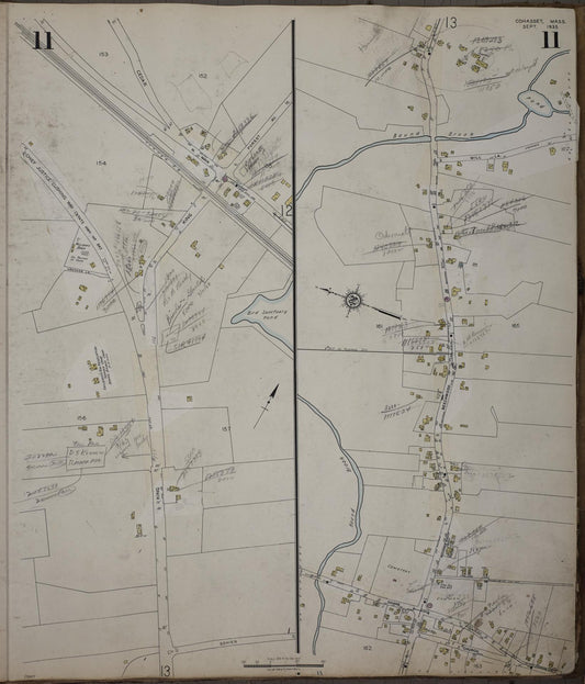 Sanborn Fire Insurance Map from Cohasset, Norfolk County, Massachusetts (1952), Sheet #0011 - Historic Sanborn Fire Insurance Map Print, vintage old map wall art, antique decor, genealogy gift, Massachusetts Massachusetts map