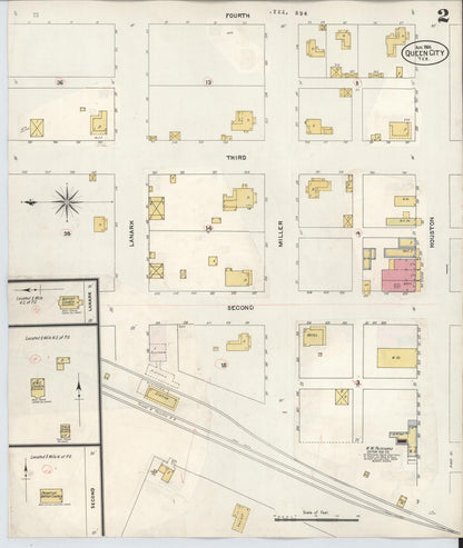 Sanborn Fire Insurance Map from Queen City, Cass County, Texas (1923), Sheet #0002 - Complete Map Set gallery image, historic Sanborn map, vintage wall art, Texas Texas