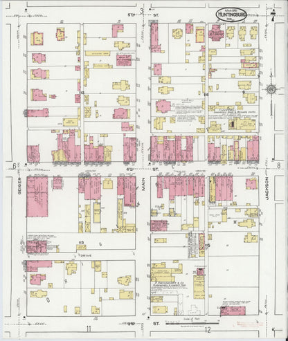 Sanborn Fire Insurance Map from Huntingburg, Dubois County, Indiana (1921), Sheet #0007 - Complete Map Set gallery image, historic Sanborn map, vintage wall art, Indiana Indiana