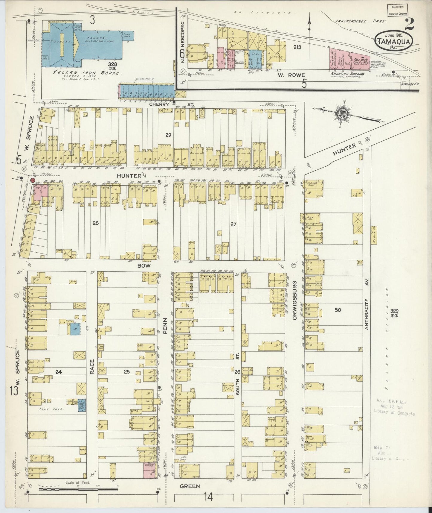 Sanborn Fire Insurance Map from Tamaqua, Schuylkill County, Pennsylvania (1915), Sheet #0002 - Historic Sanborn Fire Insurance Map Print, vintage old map wall art, antique decor, genealogy gift, Pennsylvania Pennsylvania map