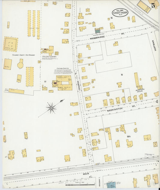 Sanborn Fire Insurance Map from Chatham, Columbia County, New York (1904), Sheet #0005 - Historic Sanborn Fire Insurance Map Print, vintage old map wall art, antique decor, genealogy gift, New York New York map