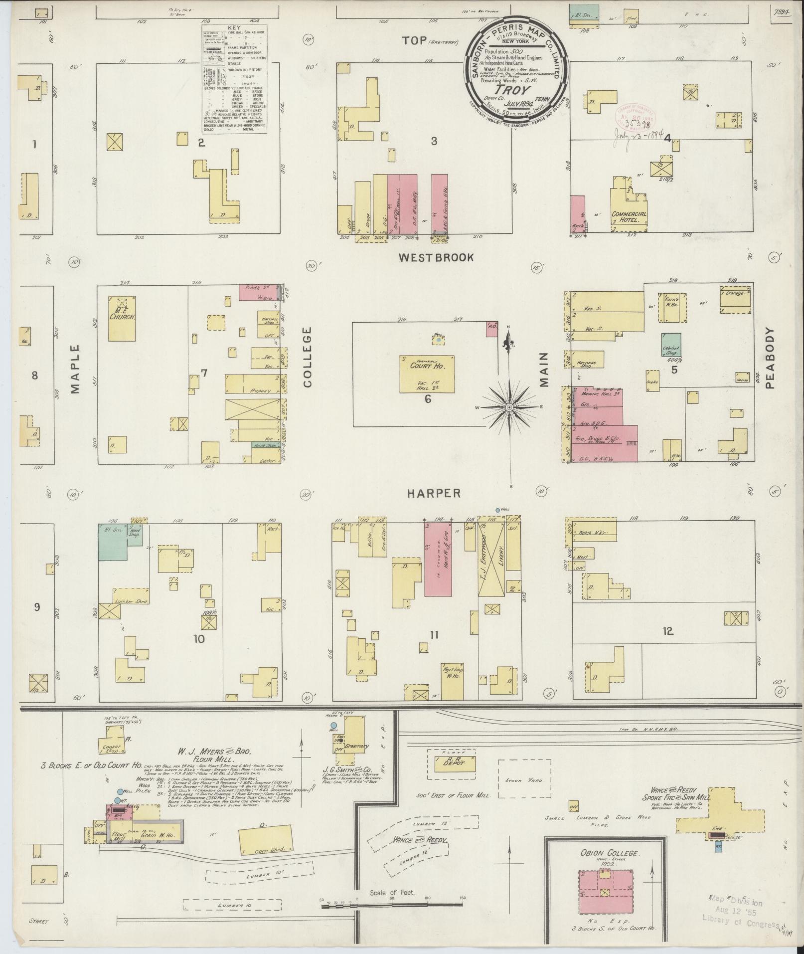 Sanborn Fire Insurance Map from Troy, Obion County, Tennessee. (1894) – Historic Sanborn Fire Insurance Map Print