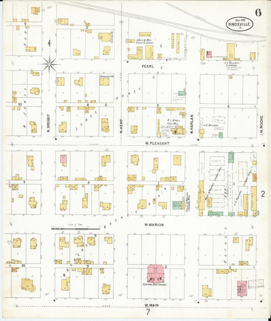 Sanborn Fire Insurance Map from Knoxville, Marion County, Iowa (1899), Sheet #0006 - Historic Sanborn Fire Insurance Map Print, vintage old map wall art