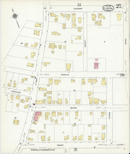 Sanborn Fire Insurance Map from Clinton, Worcester County, Massachusetts (1911), Sheet #0027 - Complete Map Set gallery image, historic Sanborn map, vintage wall art, Massachusetts Massachusetts