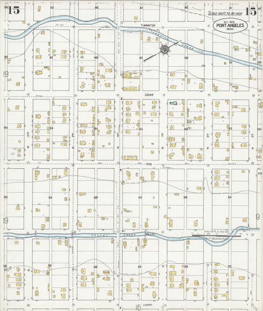 Sanborn Fire Insurance Map from Port Angeles, Clallam County, Washington (1924), Sheet #0015 - Historic Sanborn Fire Insurance Map Print, vintage old map wall art, antique decor, genealogy gift, Washington Washington map