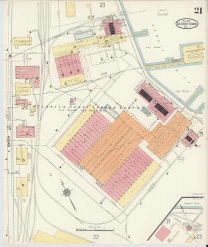 Sanborn Fire Insurance Map from Georgetown, Georgetown County, South Carolina (1913), Sheet #0021 - Complete Map Set gallery image, historic Sanborn map, vintage wall art, South Carolina South Carolina