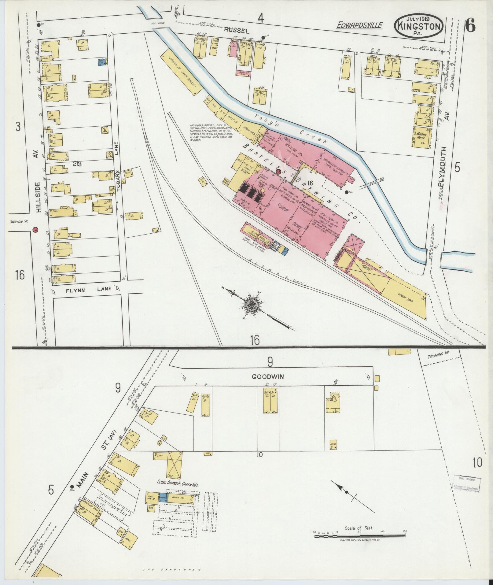 Sanborn Fire Insurance Map from Kingston, Luzerne County, Pennsylvania (1919), Sheet #0006 - Complete Map Set gallery image, historic Sanborn map, vintage wall art, Pennsylvania Pennsylvania