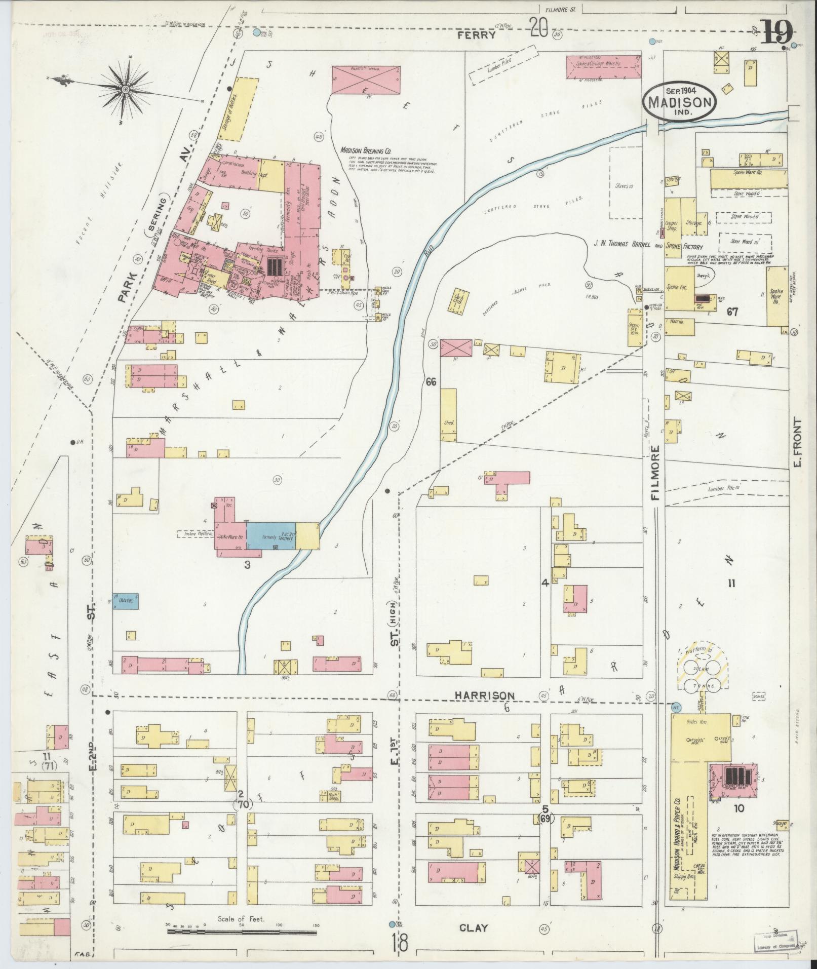 Sanborn Fire Insurance Map from Madison, Jefferson County, Indiana (1904), Sheet #0019 - Complete Map Set gallery image, historic Sanborn map, vintage wall art, Indiana Indiana