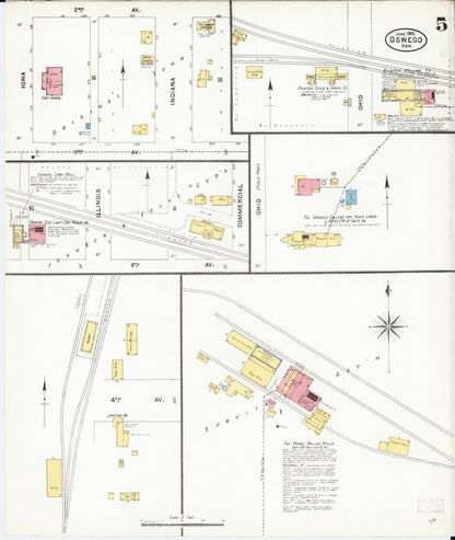 Sanborn Fire Insurance Map from Oswego, Labette County, Kansas (1905), Sheet #0005 - Complete Map Set gallery image, historic Sanborn map, vintage wall art, Kansas Kansas