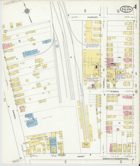 Sanborn Fire Insurance Map from Salem, Salem County, New Jersey (1915), Sheet #0004 - Historic Sanborn Fire Insurance Map Print, vintage old map wall art, antique decor, genealogy gift, New Jersey New Jersey map