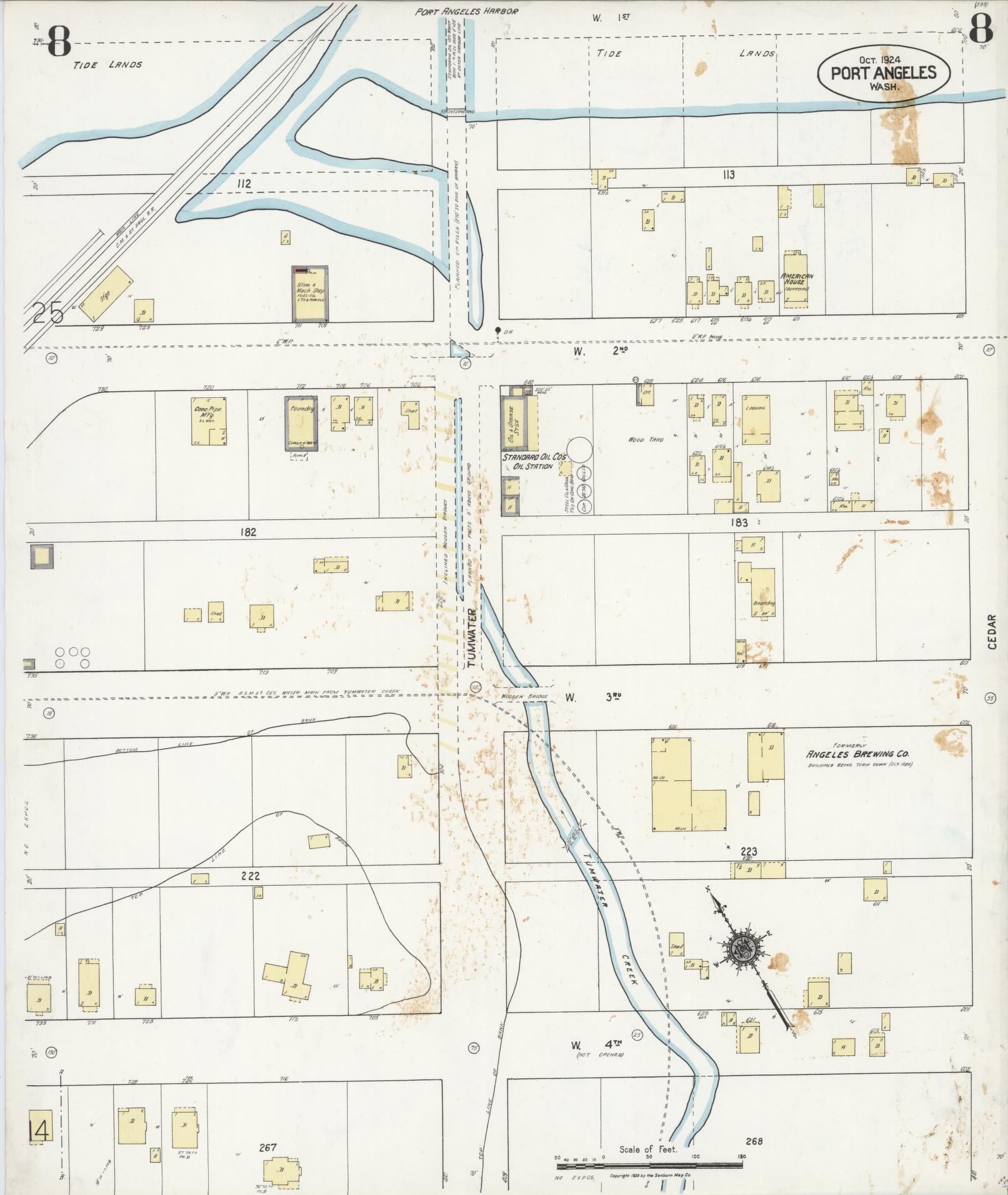 Sanborn Fire Insurance Map from Port Angeles, Clallam County, Washington (1924), Sheet #0008 - Complete Map Set gallery image, historic Sanborn map, vintage wall art, Washington Washington