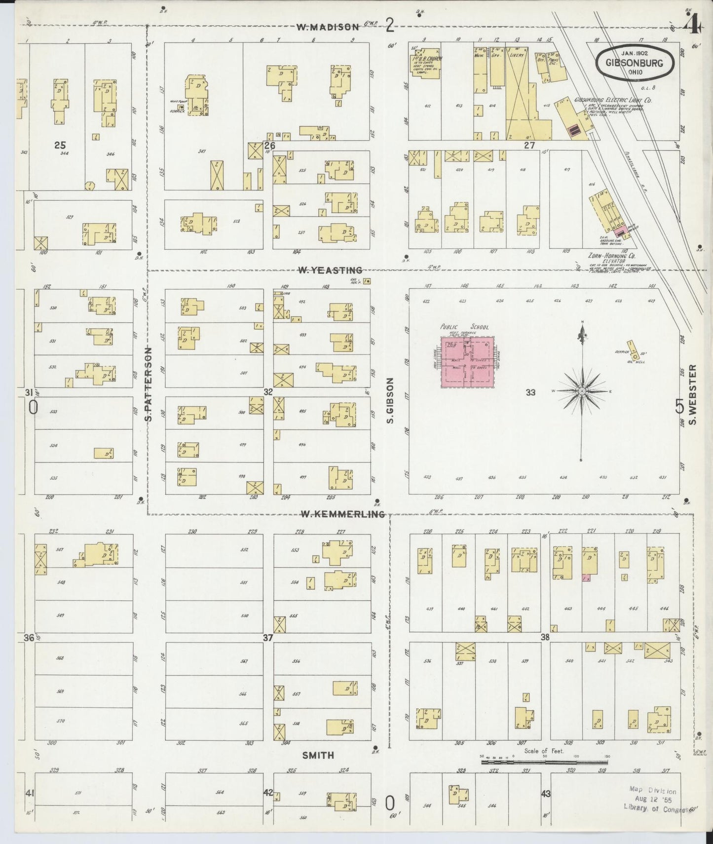 Sanborn Fire Insurance Map from Gibsonburg, Sandusky County, Ohio (1902), Sheet #0004 - Historic Sanborn Fire Insurance Map Print, vintage old map wall art, antique decor, genealogy gift, Ohio Ohio map