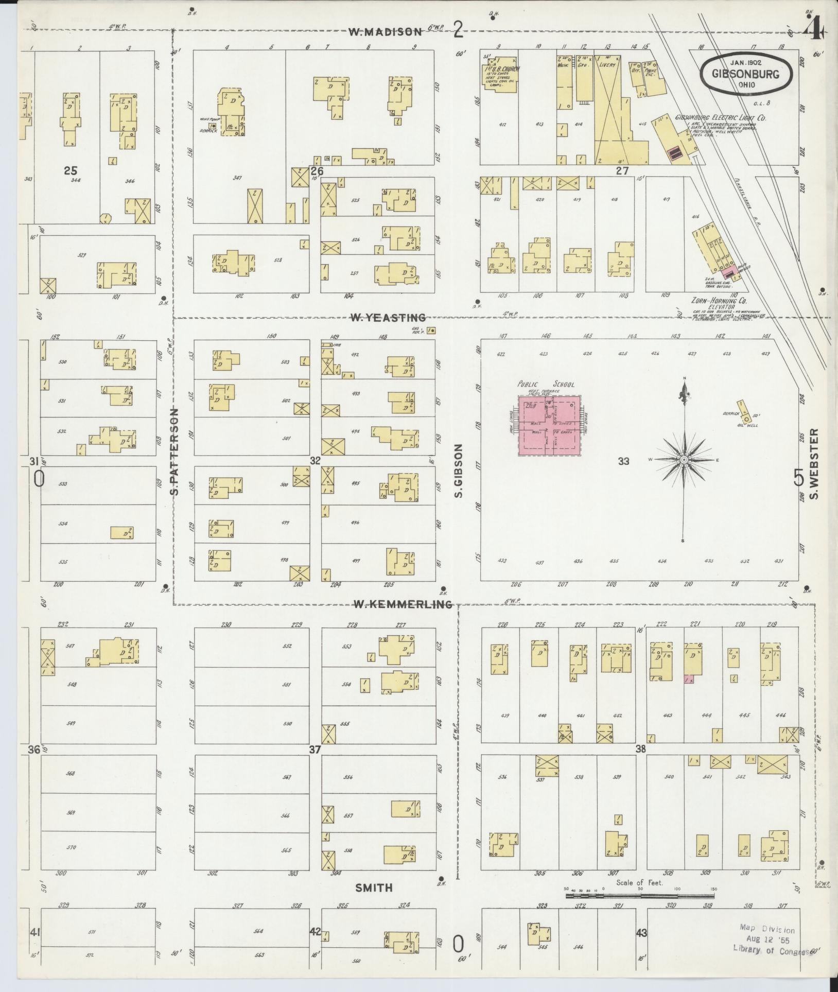 Sanborn Fire Insurance Map from Gibsonburg, Sandusky County, Ohio (1902), Sheet #0004 - Historic Sanborn Fire Insurance Map Print, vintage old map wall art, antique decor, genealogy gift, Ohio Ohio map