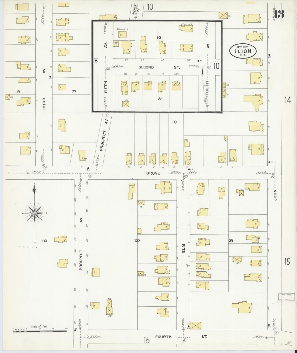 Sanborn Fire Insurance Map from Ilion, Herkimer County, New York (1907), Sheet #0013 - Complete Map Set gallery image, historic Sanborn map, vintage wall art, New York New York