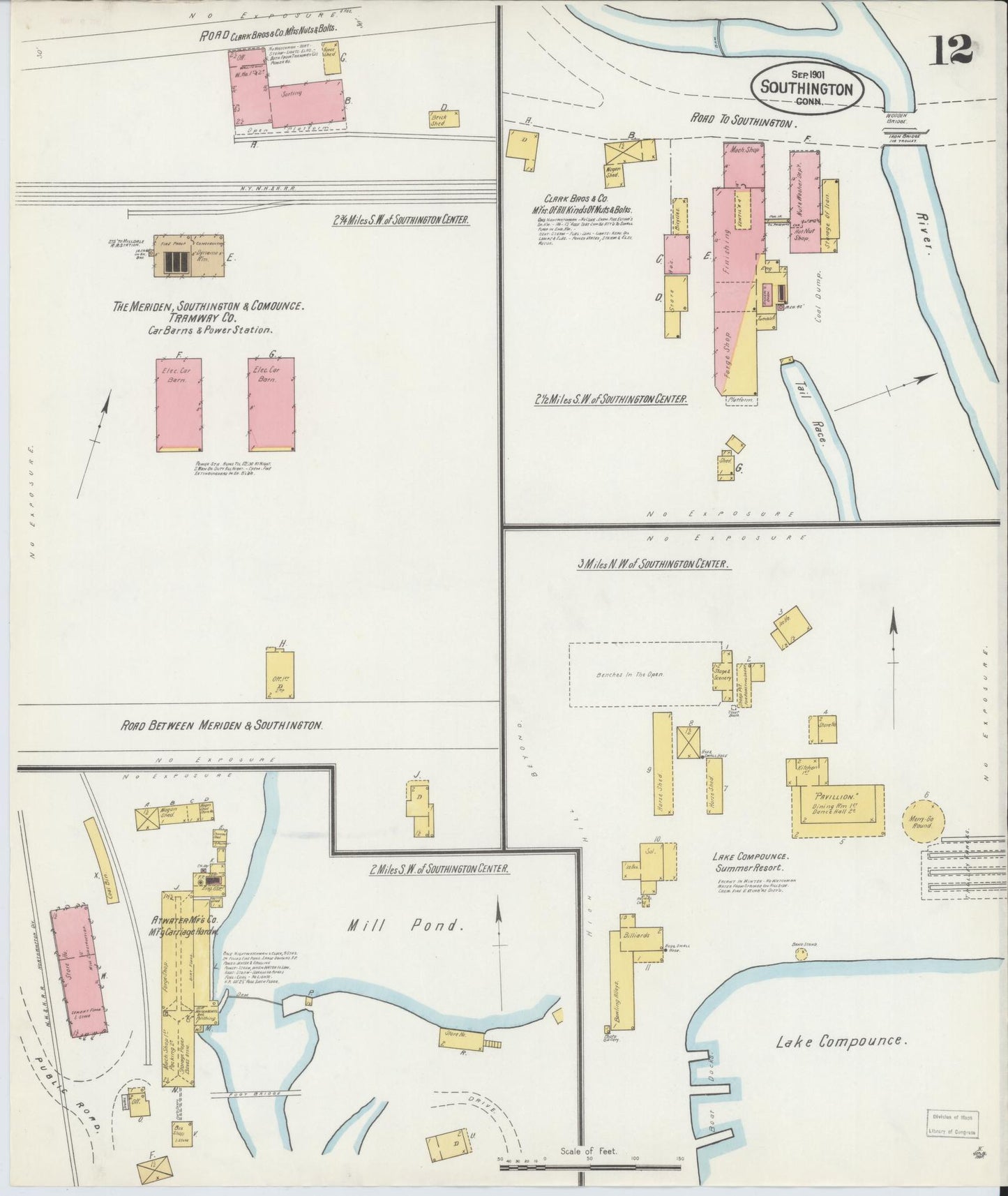 Sanborn Fire Insurance Map from Southington, Hartford County, Connecticut (1901), Sheet #0012 - Complete Map Set gallery image, historic Sanborn map, vintage wall art, Connecticut Connecticut