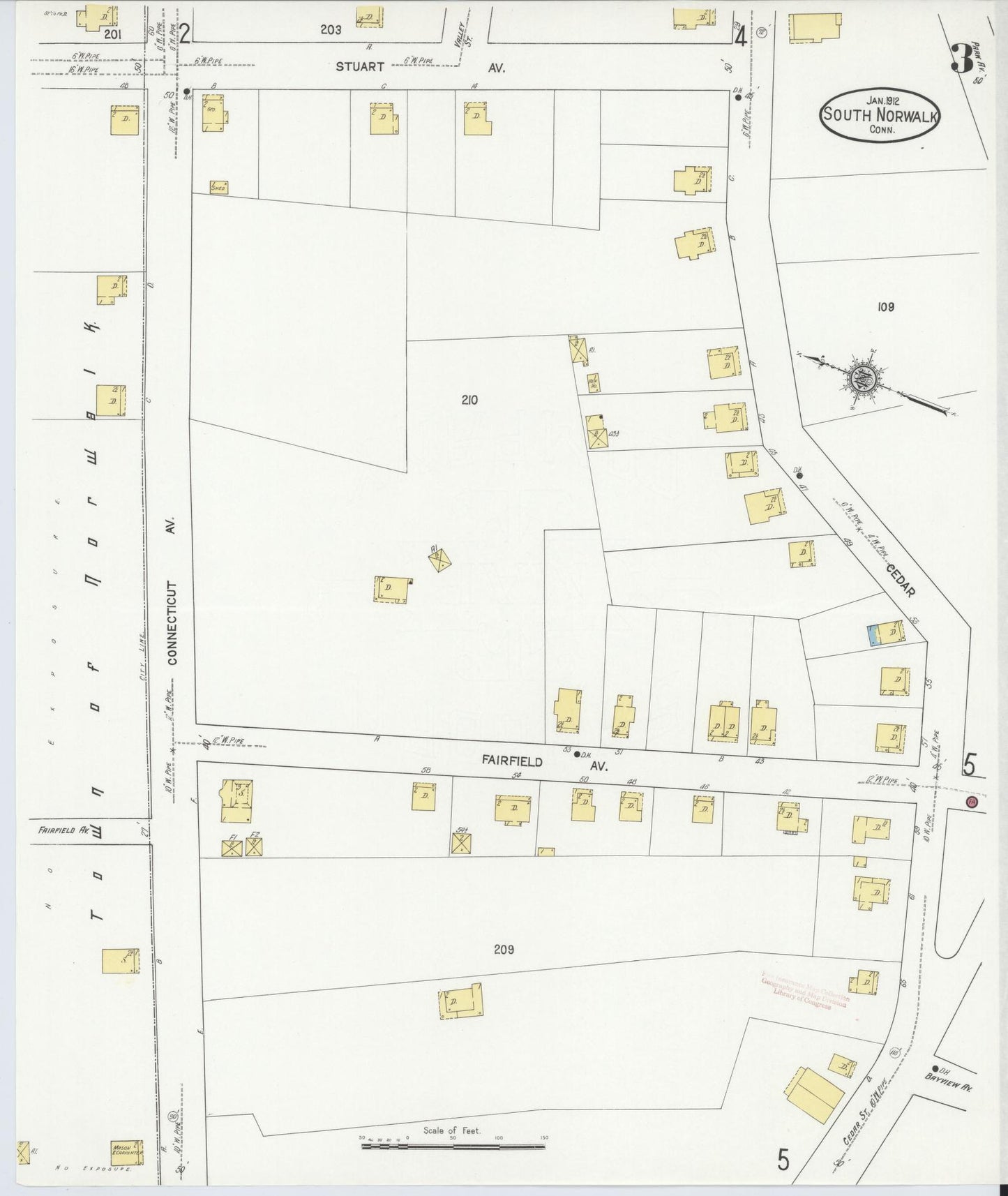 Sanborn Fire Insurance Map from South Norwalk, Fairfield County, Connecticut (1912), Sheet #0003 - Complete Map Set gallery image, historic Sanborn map, vintage wall art, Connecticut Connecticut