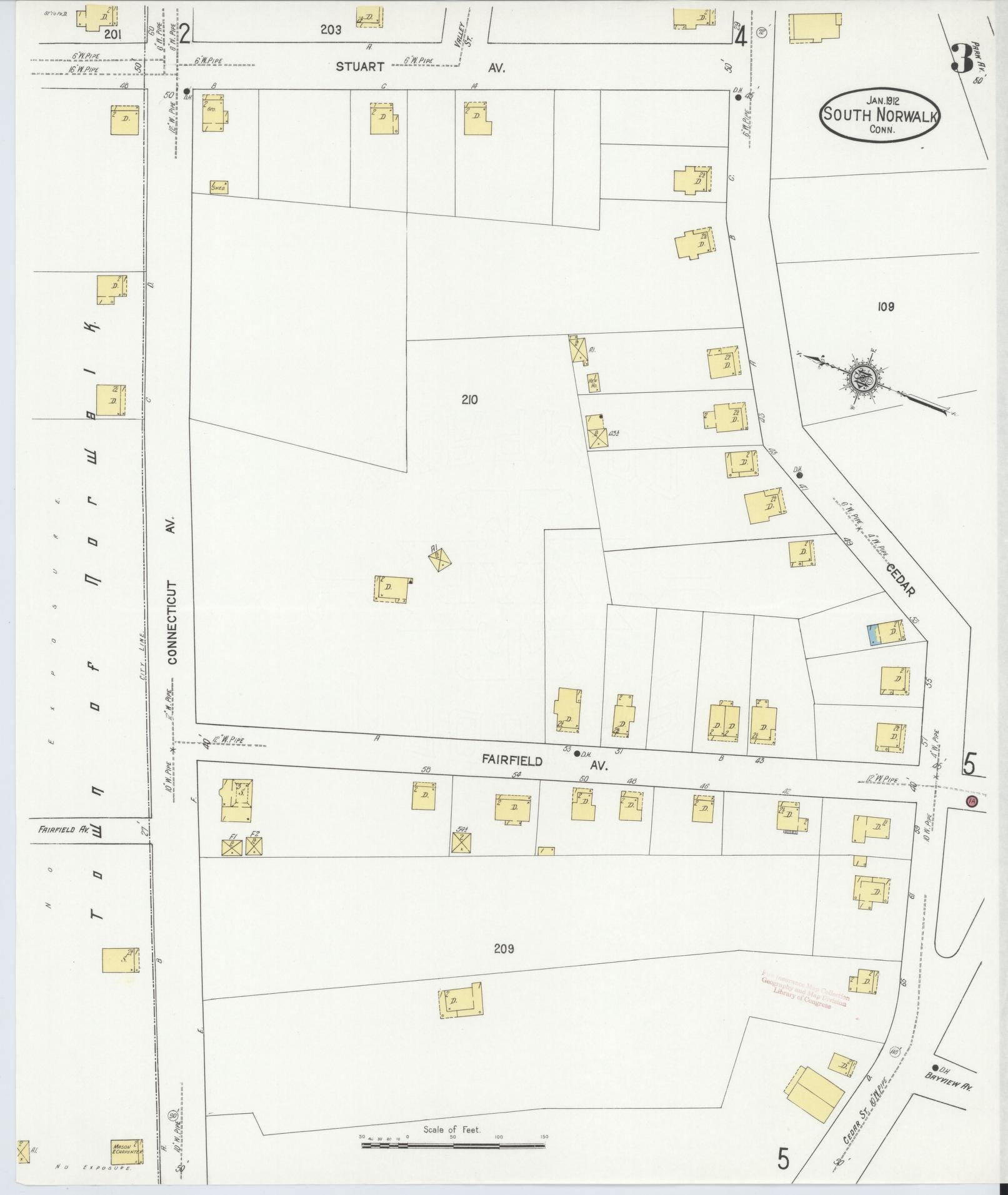 Sanborn Fire Insurance Map from South Norwalk, Fairfield County, Connecticut (1912), Sheet #0003 - Complete Map Set gallery image, historic Sanborn map, vintage wall art, Connecticut Connecticut