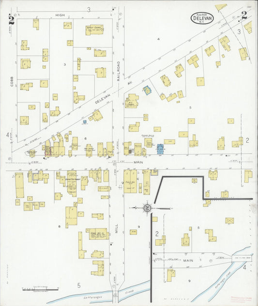 Sanborn Fire Insurance Map from Delevan, Cattaraugus County, New York (1929), Sheet #0002 - Historic Sanborn Fire Insurance Map Print, vintage old map wall art, antique decor, genealogy gift, New York New York map