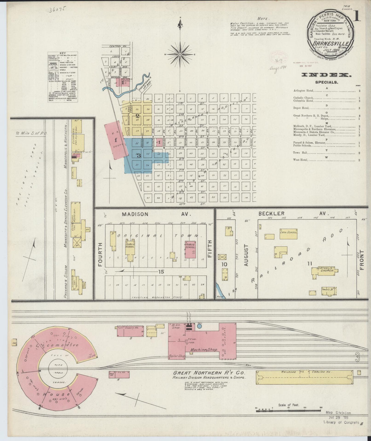 Sanborn Fire Insurance Map from Barnesville, Clay County, Minnesota (1894), Sheet #0001 - Complete Map Set gallery image, historic Sanborn map, vintage wall art, Minnesota Minnesota