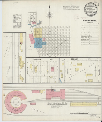 Sanborn Fire Insurance Map from Barnesville, Clay County, Minnesota (1894), Sheet #0001 - Complete Map Set gallery image, historic Sanborn map, vintage wall art, Minnesota Minnesota