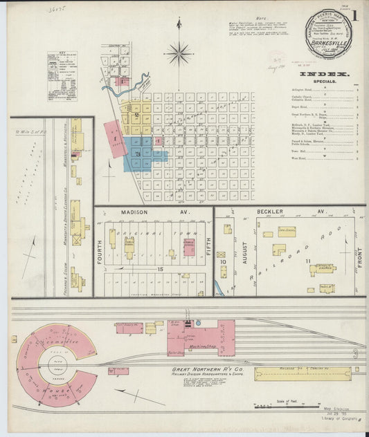 Sanborn Fire Insurance Map from Barnesville, Clay County, Minnesota (1894), Sheet #0001 - Complete Map Set gallery image, historic Sanborn map, vintage wall art, Minnesota Minnesota