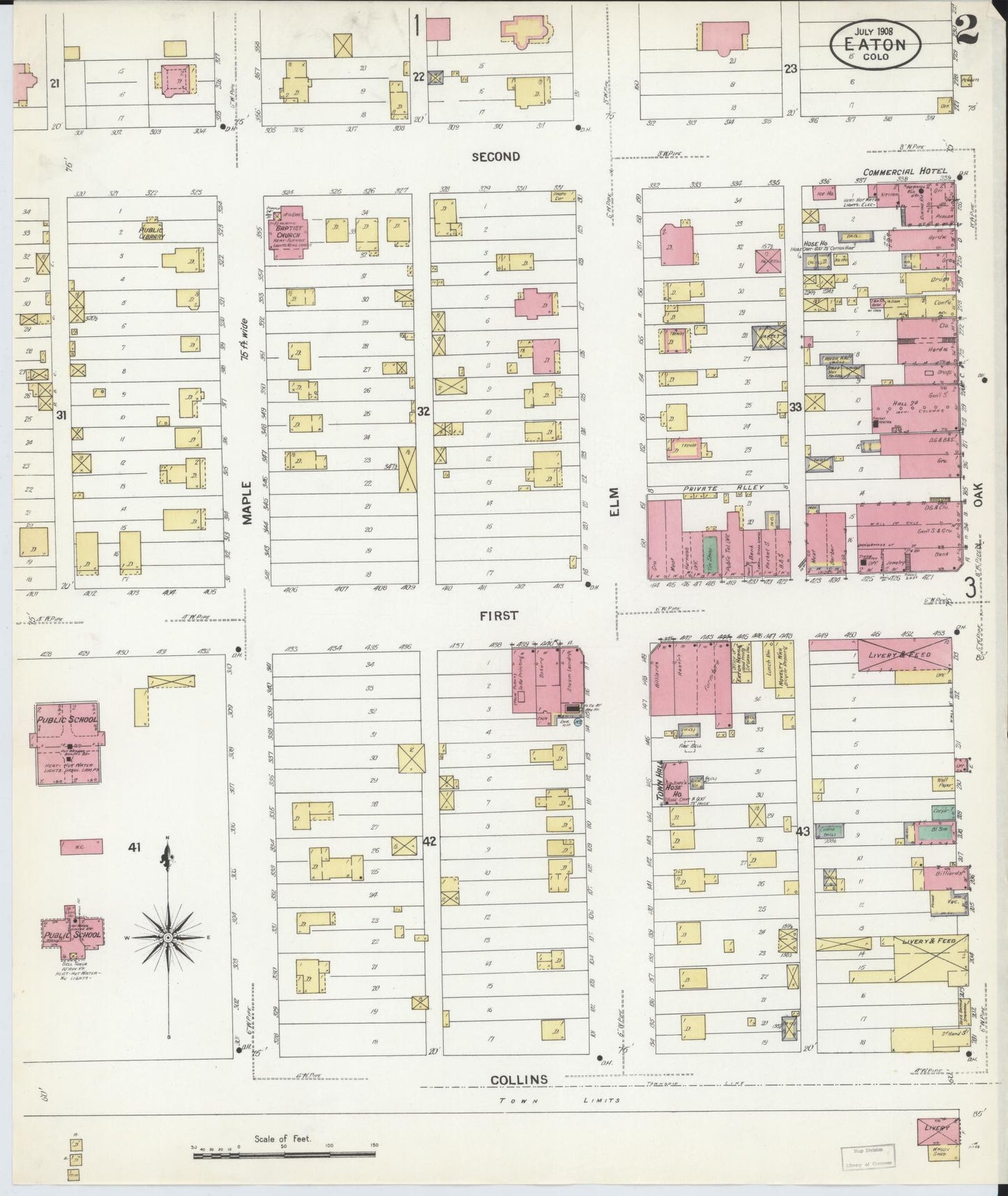 Sanborn Fire Insurance Map from Eaton, Weld County, Colorado (1908), Sheet #0002 - Complete Map Set gallery image, historic Sanborn map, vintage wall art, Colorado Colorado