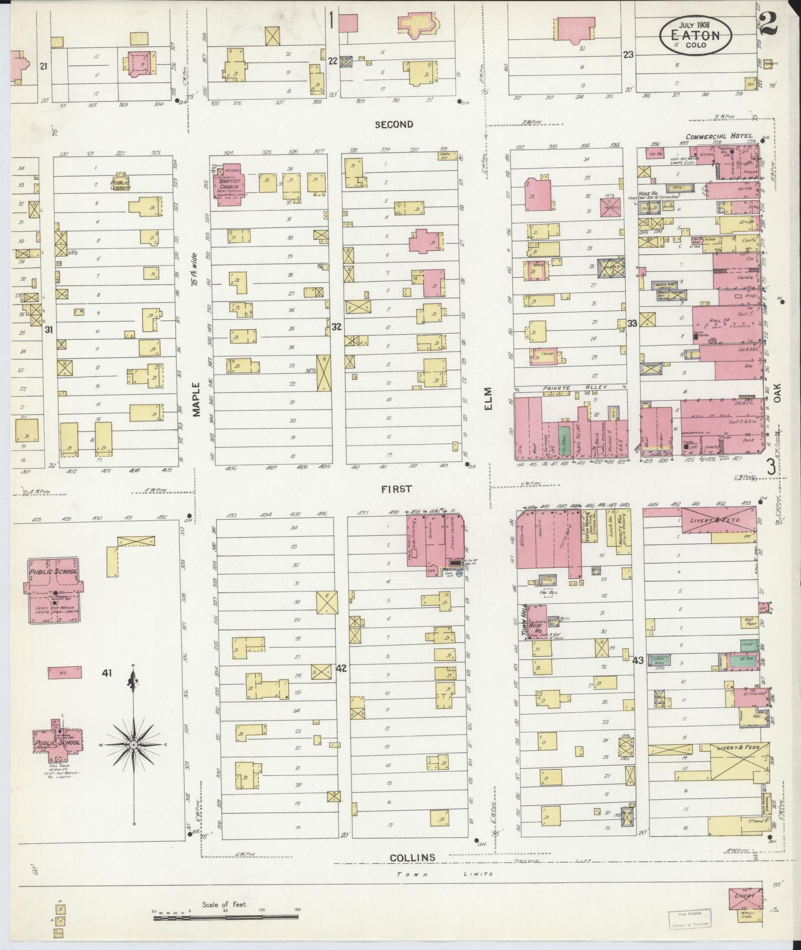 Sanborn Fire Insurance Map from Eaton, Weld County, Colorado (1908), Sheet #0002 - Complete Map Set gallery image, historic Sanborn map, vintage wall art, Colorado Colorado