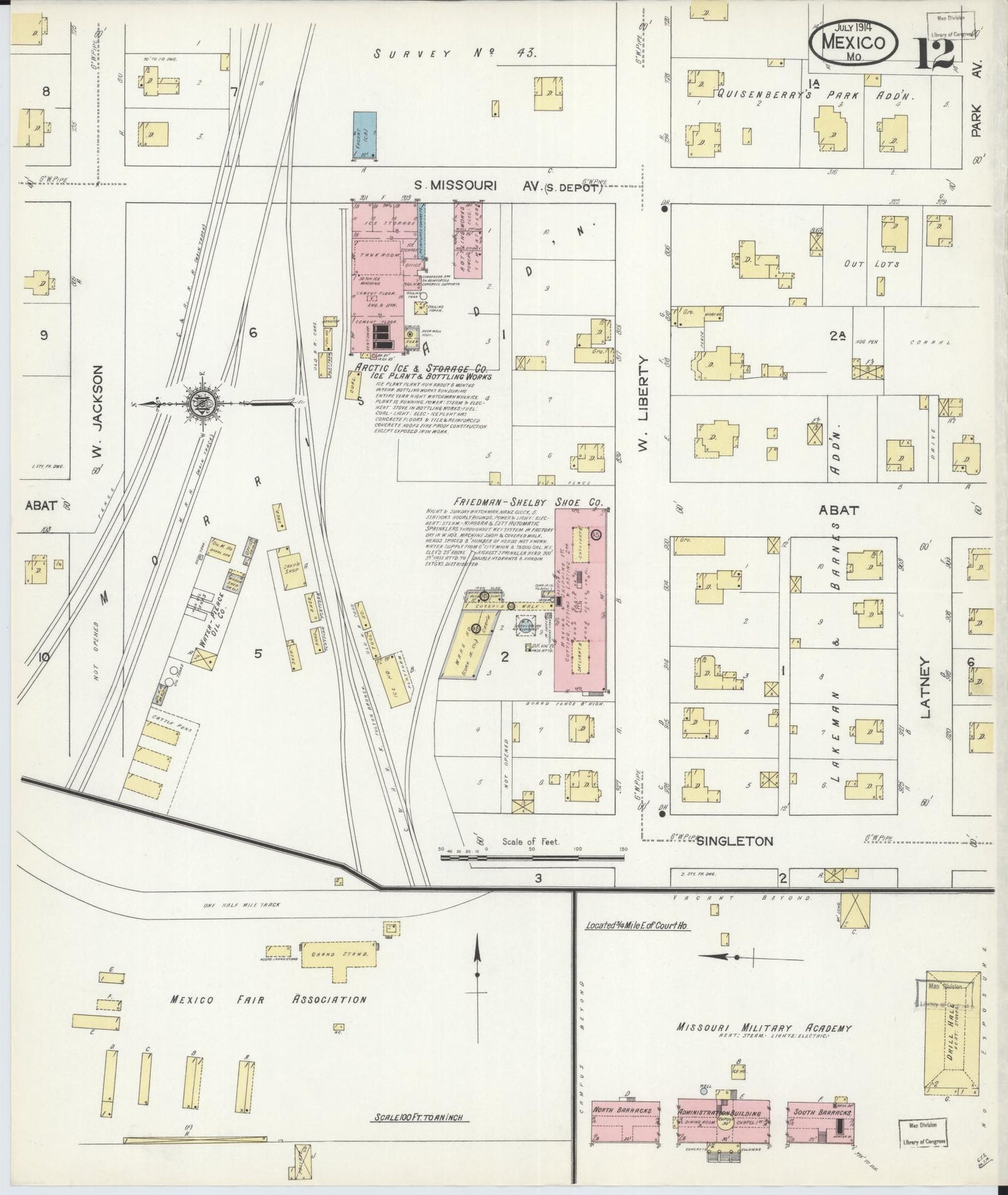 Sanborn Fire Insurance Map from Mexico, Audrain County, Missouri (1914), Sheet #0012 - Complete Map Set gallery image, historic Sanborn map, vintage wall art, Missouri Missouri