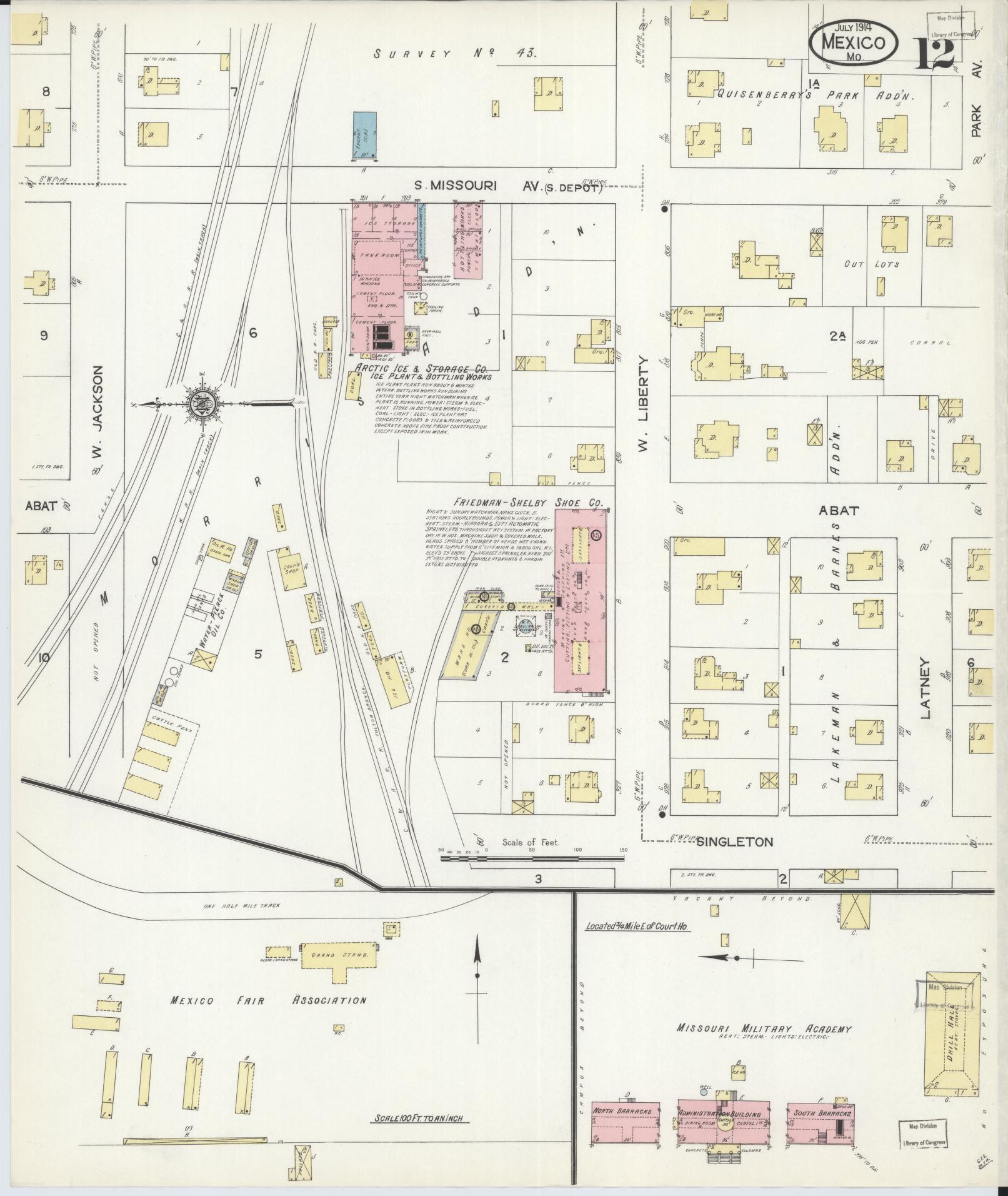 Sanborn Fire Insurance Map from Mexico, Audrain County, Missouri (1914), Sheet #0012 - Complete Map Set gallery image, historic Sanborn map, vintage wall art, Missouri Missouri