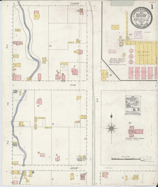Sanborn Fire Insurance Map from Kaysville, Davis County, Utah (1907), Sheet #0001 - Historic Sanborn Fire Insurance Map Print, vintage old map wall art, antique decor, genealogy gift, Utah Utah map