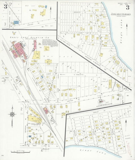 Sanborn Fire Insurance Map from Grays Lake, Lake County, Illinois (1934), Sheet #0003 - Historic Sanborn Fire Insurance Map Print, vintage old map wall art, antique decor, genealogy gift, Illinois Illinois map