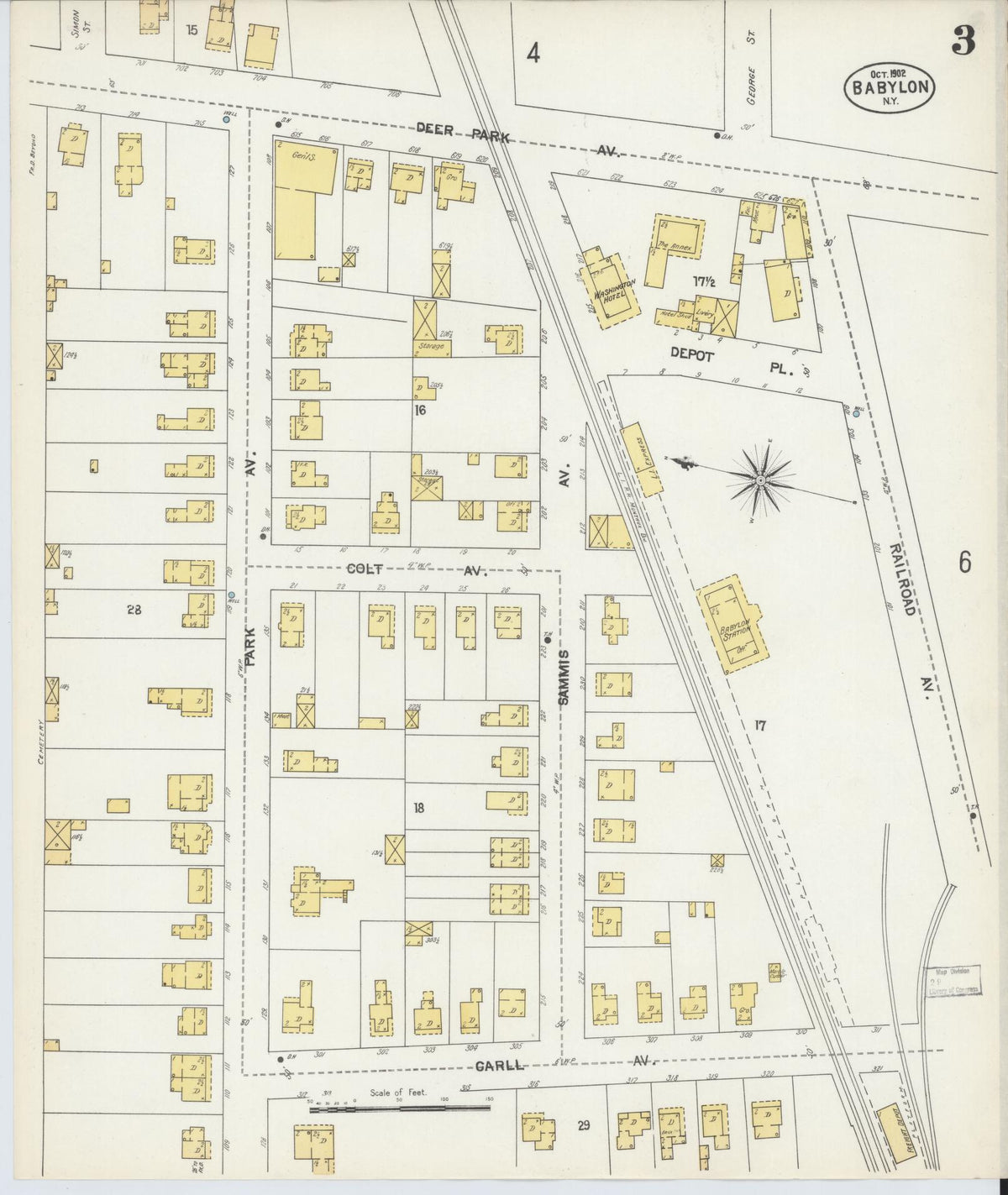 Sanborn Fire Insurance Map from Babylon, Suffolk County, New York (1902), Sheet #0003 - Complete Map Set gallery image, historic Sanborn map, vintage wall art, New York New York