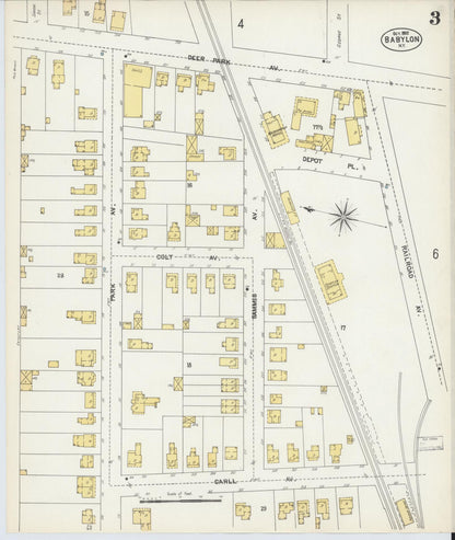 Sanborn Fire Insurance Map from Babylon, Suffolk County, New York (1902), Sheet #0003 - Complete Map Set gallery image, historic Sanborn map, vintage wall art, New York New York